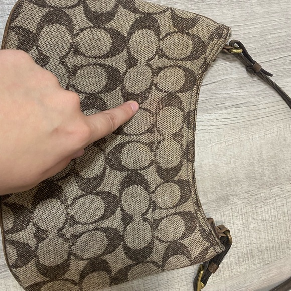 Coach Wool Jacquard Hobo Shoulder Bag Brown Wool Logo - Picture 6 of 7